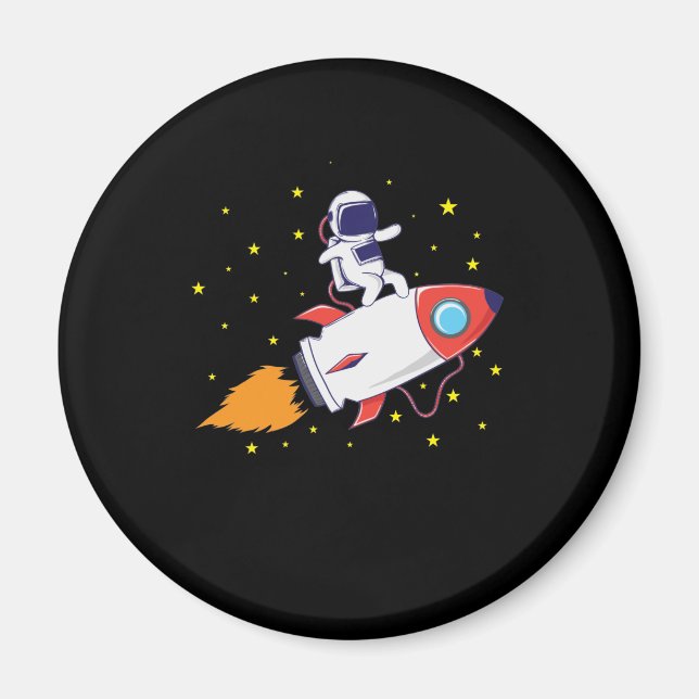 Astronaut auf Rakete Magnet (Front)