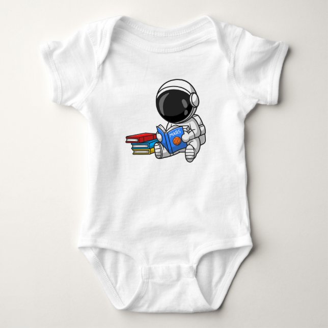 Astronaut baby reading!  bodysuit (Front)