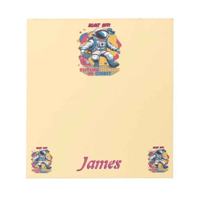 Astronaut Back-to-School "Future Genius in Orbit"  Notepad (Front)