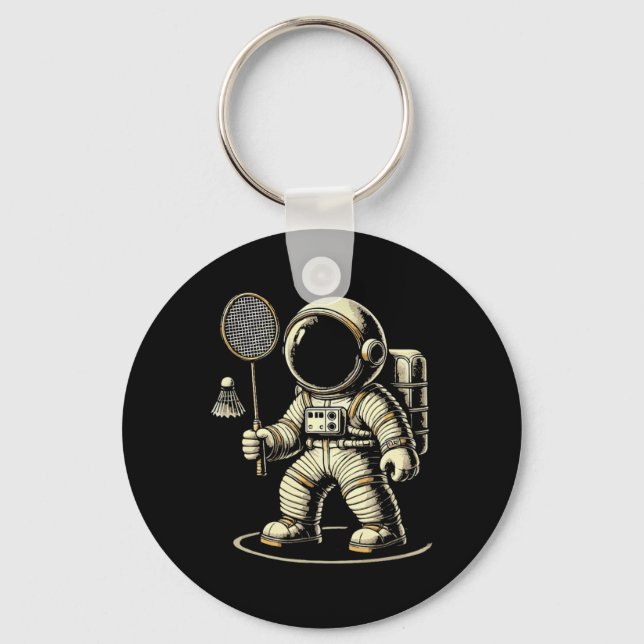 Astronaut Badminton Player Shuttle 2  Key Ring (Front)