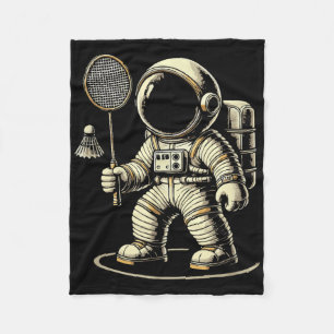 Astronaut Badminton Player Shuttle Fleece Blanket