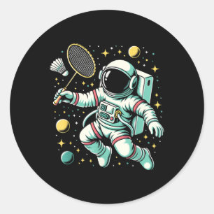 Astronaut Badminton Player Shuttle Sport  Classic Round Sticker