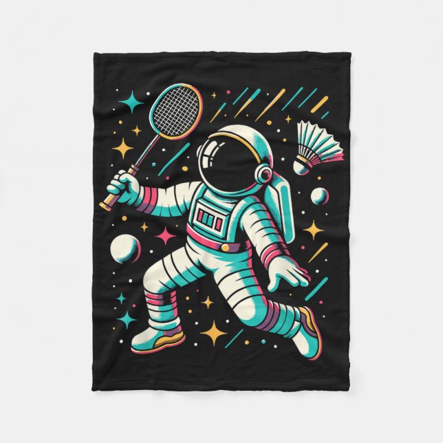 Astronaut Badminton Player Shuttle Sport  Fleece Blanket (Front)