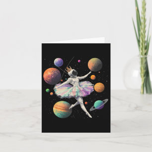 Astronaut Ballerina Dancing In Space Planets Kids Card