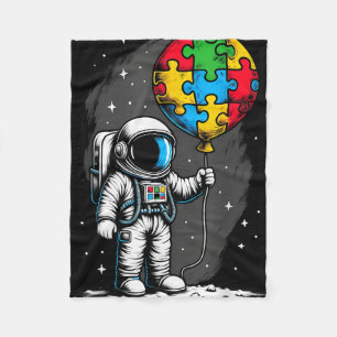 Astronaut Balloon Autism Awareness Space Autistic  Fleece Blanket