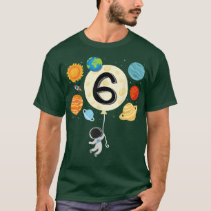 Astronaut Balloon Planets 6th Birthday Space theme T-Shirt