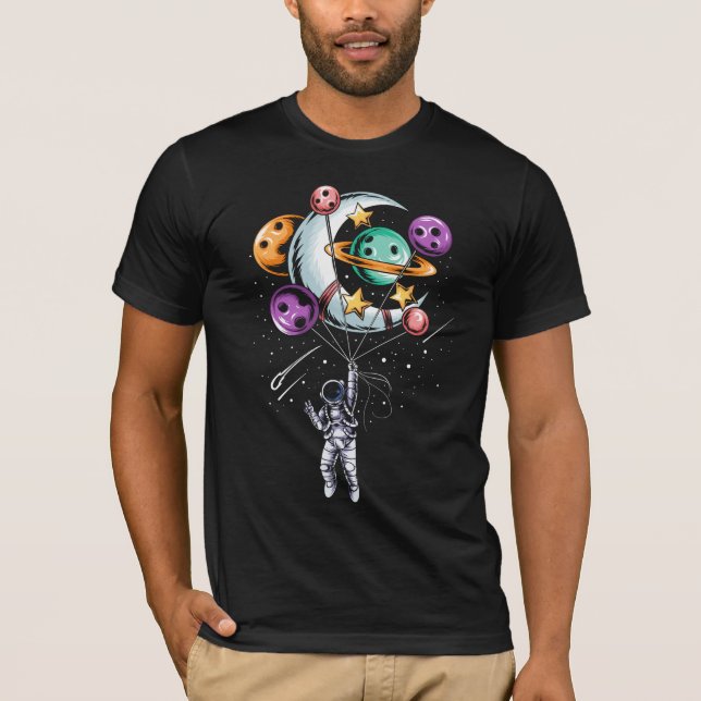 Astronaut Balloon Planets Illustrations T-Shirt (Front)