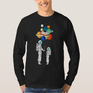 Astronaut Balloon Planets Space Moon Galaxy Stars T-Shirt