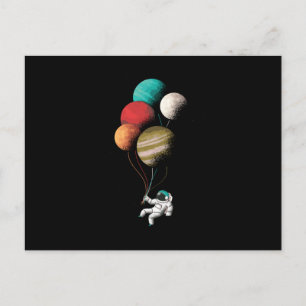 Astronaut balloons postcard