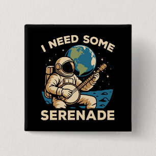 Astronaut Banjo Serenade Cosmic Sound 15 Cm Square Badge