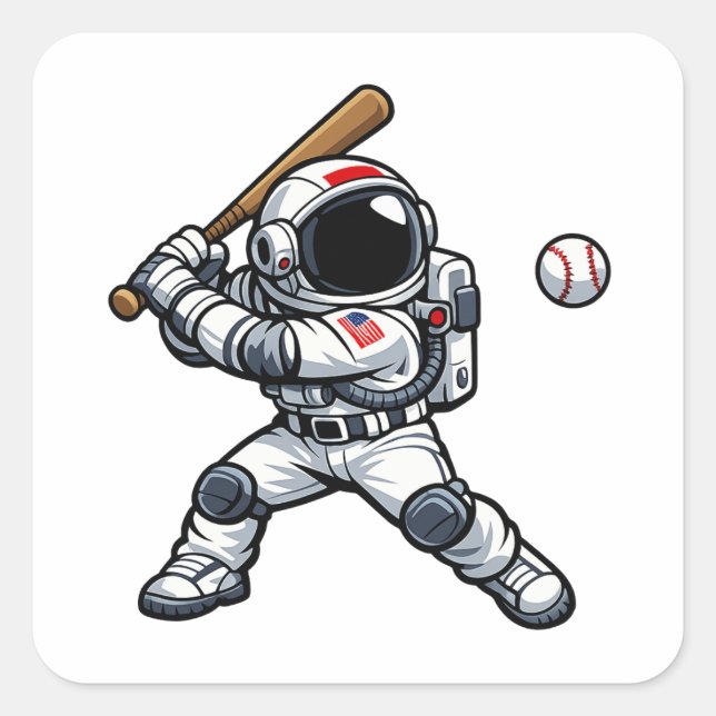Astronaut Baseball Square Sticker (Front)