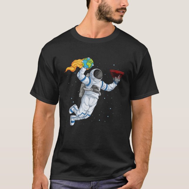Astronaut Basketball Player Play Basketball In Spa T-Shirt (Front)
