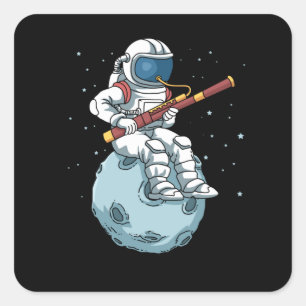 Astronaut Bassoon Band Player Bassoonist Bassoon Square Sticker