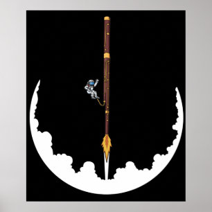 Astronaut Bassoonist Jazz Music Gifts Bassoon Poster