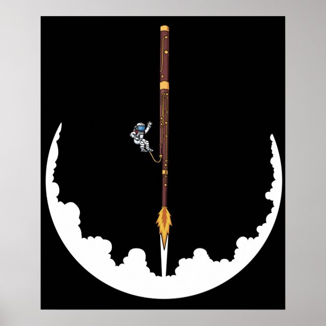 Astronaut Bassoonist Jazz Music Gifts Bassoon Poster (Front)