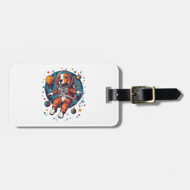 Astronaut Beagle � Space Explorer Dog Luggage Tag (Front Horizontal)
