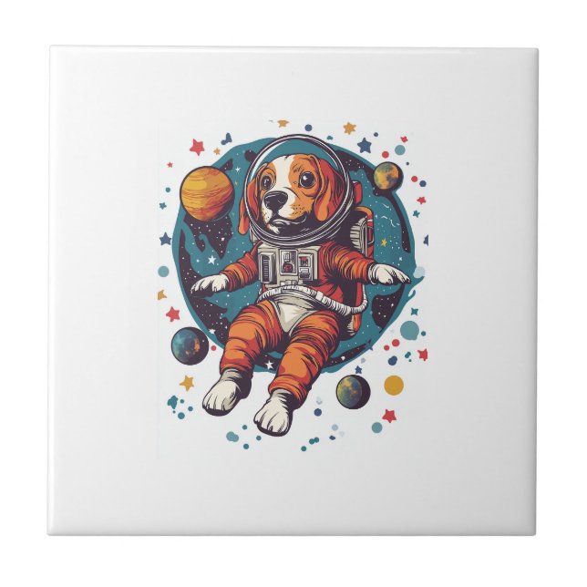 Astronaut Beagle � Space Explorer Dog Tile (Front)