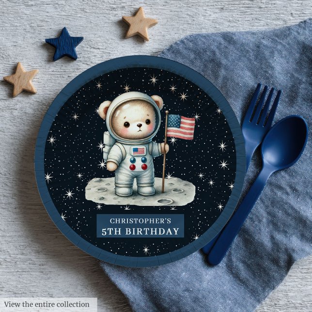 Astronaut Bear Birthday Plate for Little Boy (Astronaut Bear Birthday Plate for Little Boy)