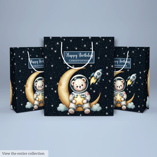 Astronaut Bear Gift Bag for Boy Birthday Party (Astronaut Bear Gift Bag for Boy Birthday Party)