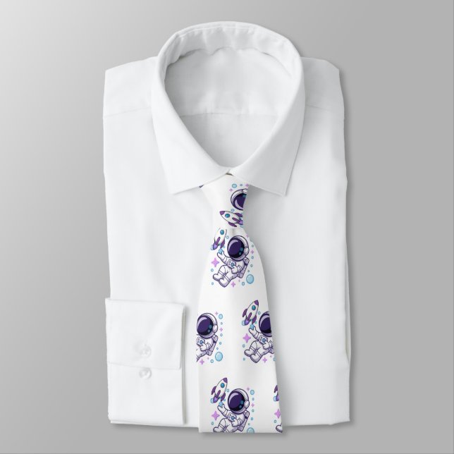 Astronaut Beautiful Designed pattern  Tie (Tied)