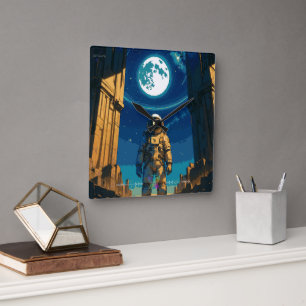 Astronaut Beneath the Celestial Gate Square Wall Clock