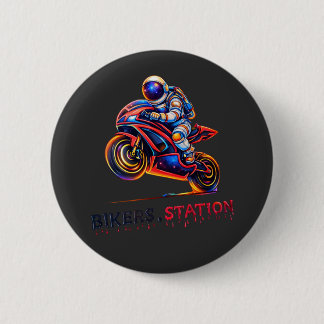 Astronaut Biker  6 Cm Round Badge