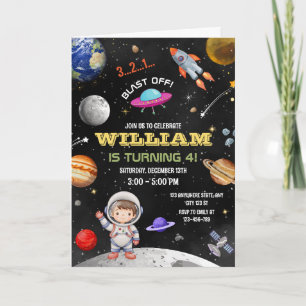 Astronaut Birthday Invite, Outer Space Birthday Invitation