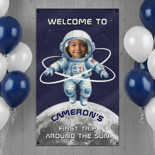 Astronaut Birthday Party 1st Trip Around the Sun Banner