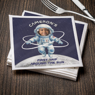 Astronaut Birthday Party 1st Trip Around the Sun Napkin