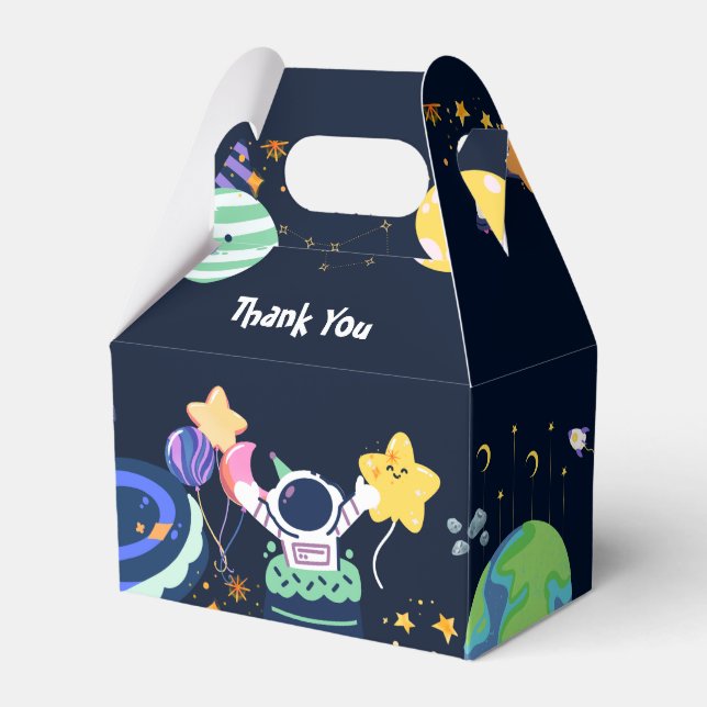 Astronaut birthday party  favour box (Front Side)