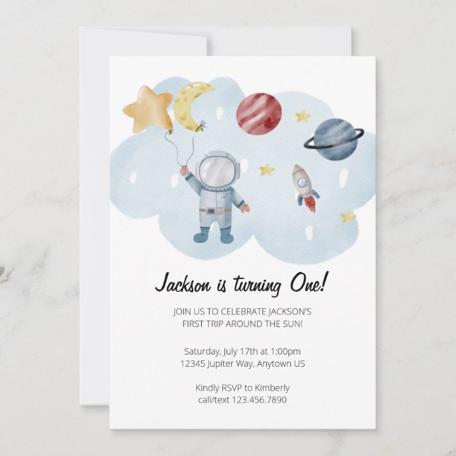 Astronaut Birthday Party Invitation (Front)