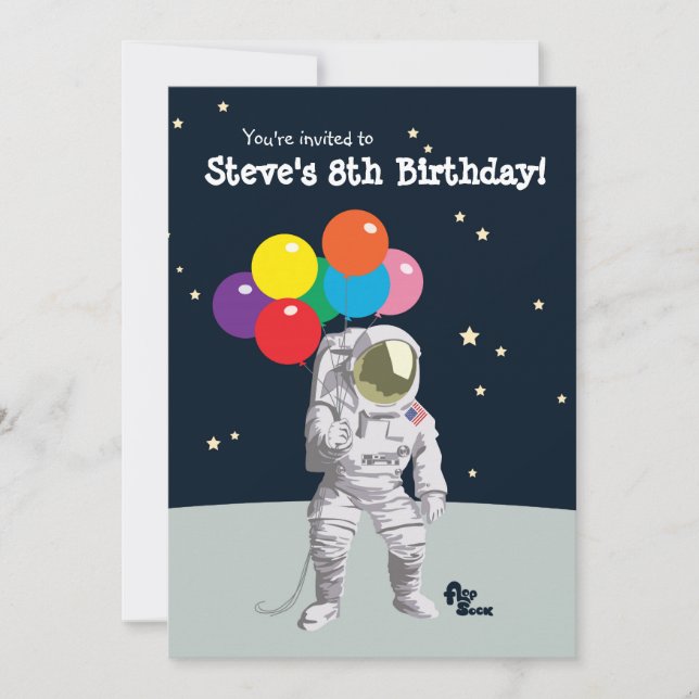 Astronaut Birthday Party Invite (Front)