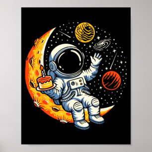 Astronaut Birthday Party On The Moon Bday Cake Spa Poster