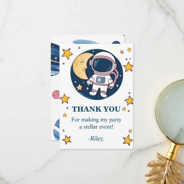 Astronaut Birthday Thanksgiving Card (Front/Back In Situ)