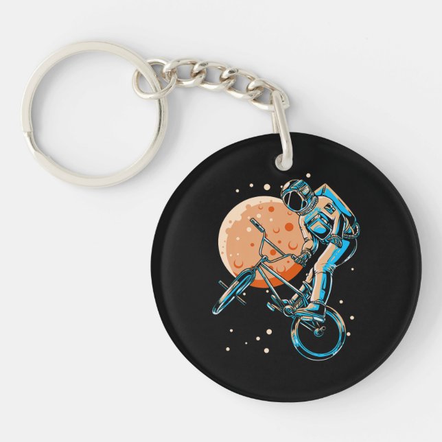 Astronaut BMX Moon Space Biker Key Ring (Front)