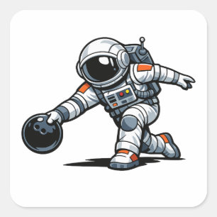 Astronaut Bowling Square Sticker