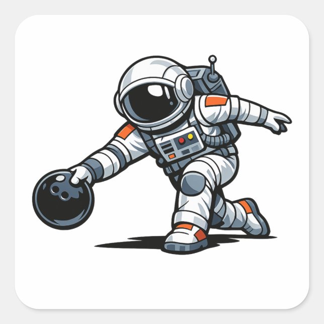 Astronaut Bowling Square Sticker (Front)