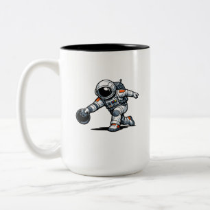 Astronaut Bowling Two-Tone Coffee Mug