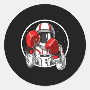 Astronaut Boxing Muay Thai Boxer Kickboxing Martia Classic Round Sticker