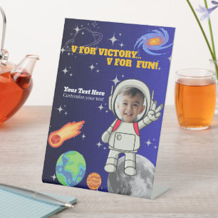 Astronaut Boy Birthday Your Text Here Pedestal Sign