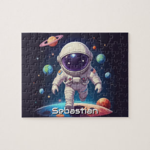 Astronaut Boy Exploring Space Personalized  Jigsaw Puzzle