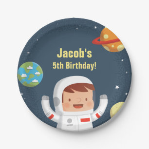 Astronaut Boy Galaxy Space Birthday Party Supplies Paper Plate