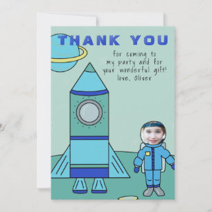 Astronaut Boy Moon Insert your Face Thank You Card