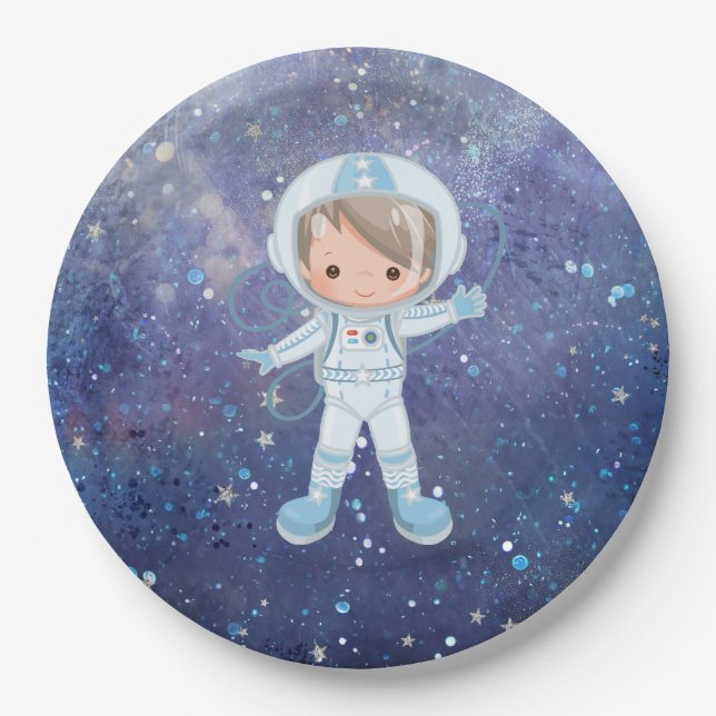 Astronaut boy Outer Space Paper Plate (Front)