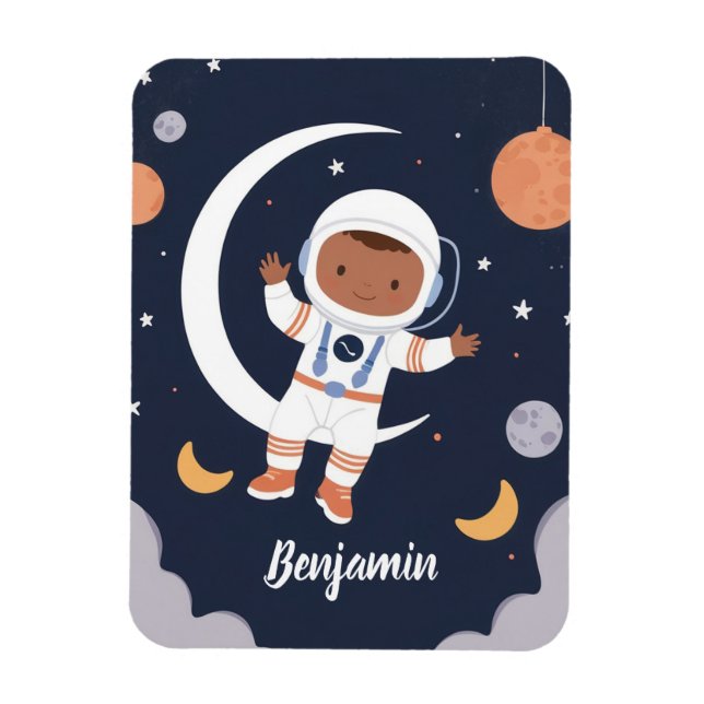 Astronaut Boy Outer Space Personalised Kids Magnet (Vertical)