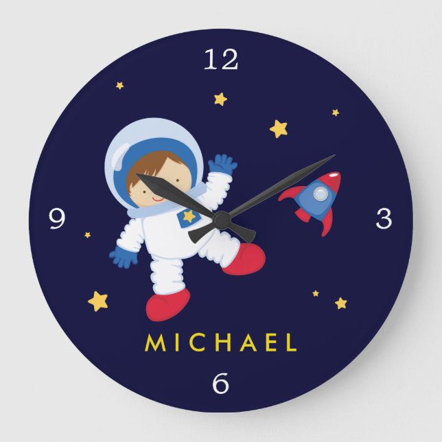 Astronaut Boy Space Themed Large Clock (Front)