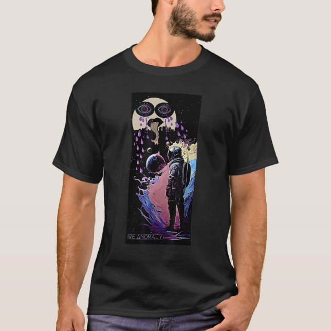 Astronaut Breaking Up With Crying Moon Trippy Grap T-Shirt (Front)