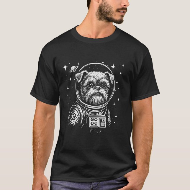 Astronaut Brussels Griffon Space Galaxy Dog Lovers T-Shirt (Front)