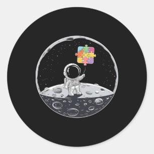 Astronaut Bylloon Autism Awareness Space Autistic  Classic Round Sticker