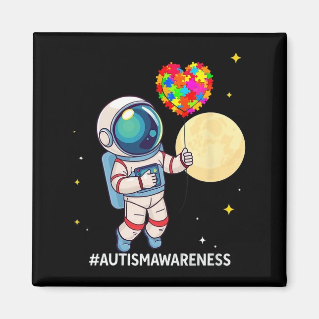 Astronaut Bylloon Autism Awareness Space Autistic  Magnet (Front)